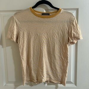 Brandy Melville Mustard and White Stripped T-Shirt